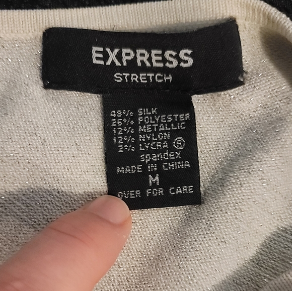 Express One Shoulder Silver Glitter Top - Picture 4 of 4